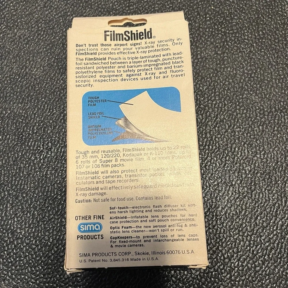 Sima FILM SHIELD Lead Laminated Pouch Protects Film from X Ray Damage Brand New